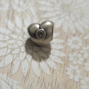 Pandora Silver Pink CZ Heart Charm Bead 790134CZ Authentic